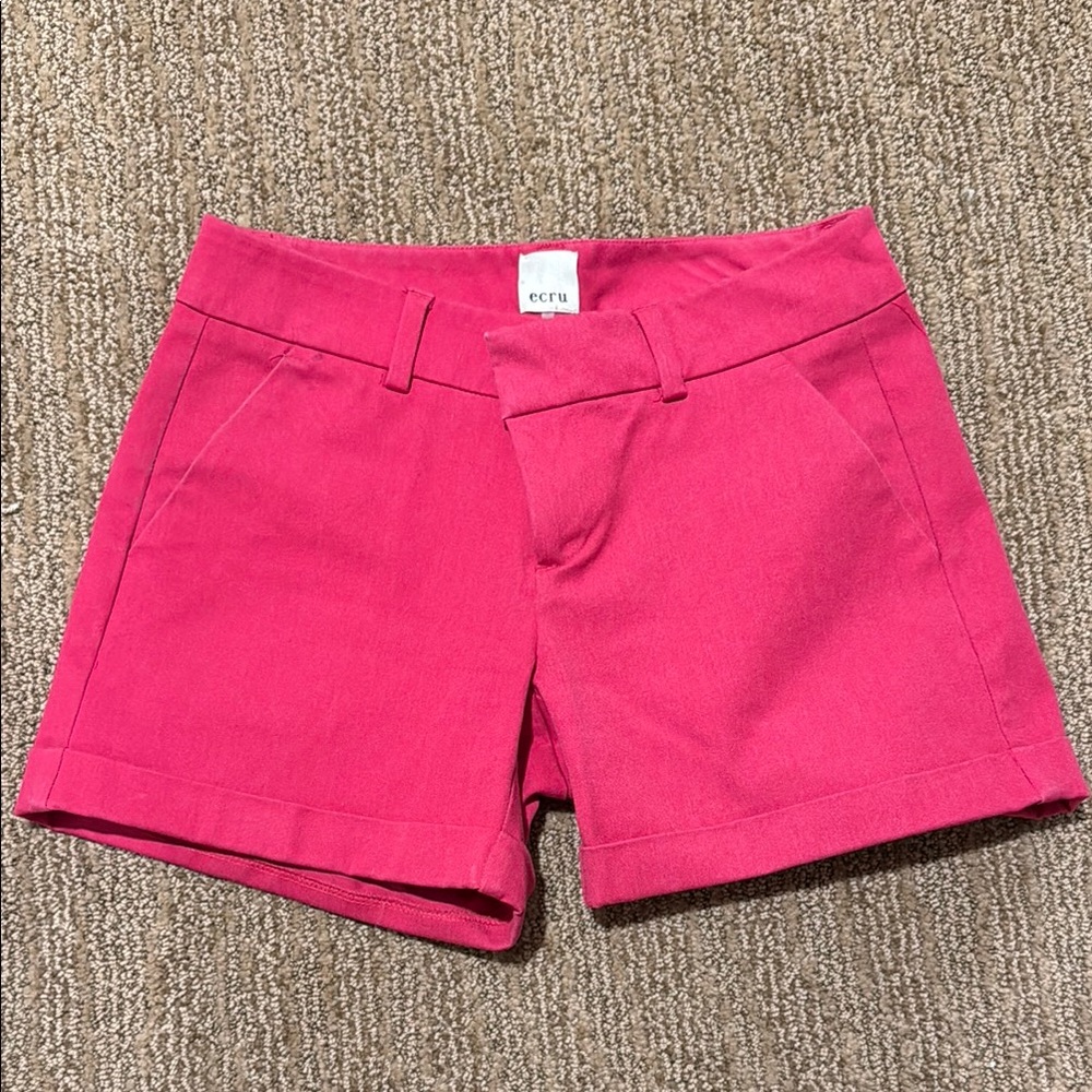 Ecru High Waist Women's Shorts in Vibrant Pink